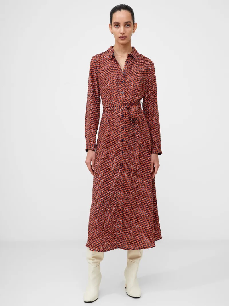 FRENCH CONNECTION Day Dresses | Sale<Abstract Belted Midi Shirt Dress Orange