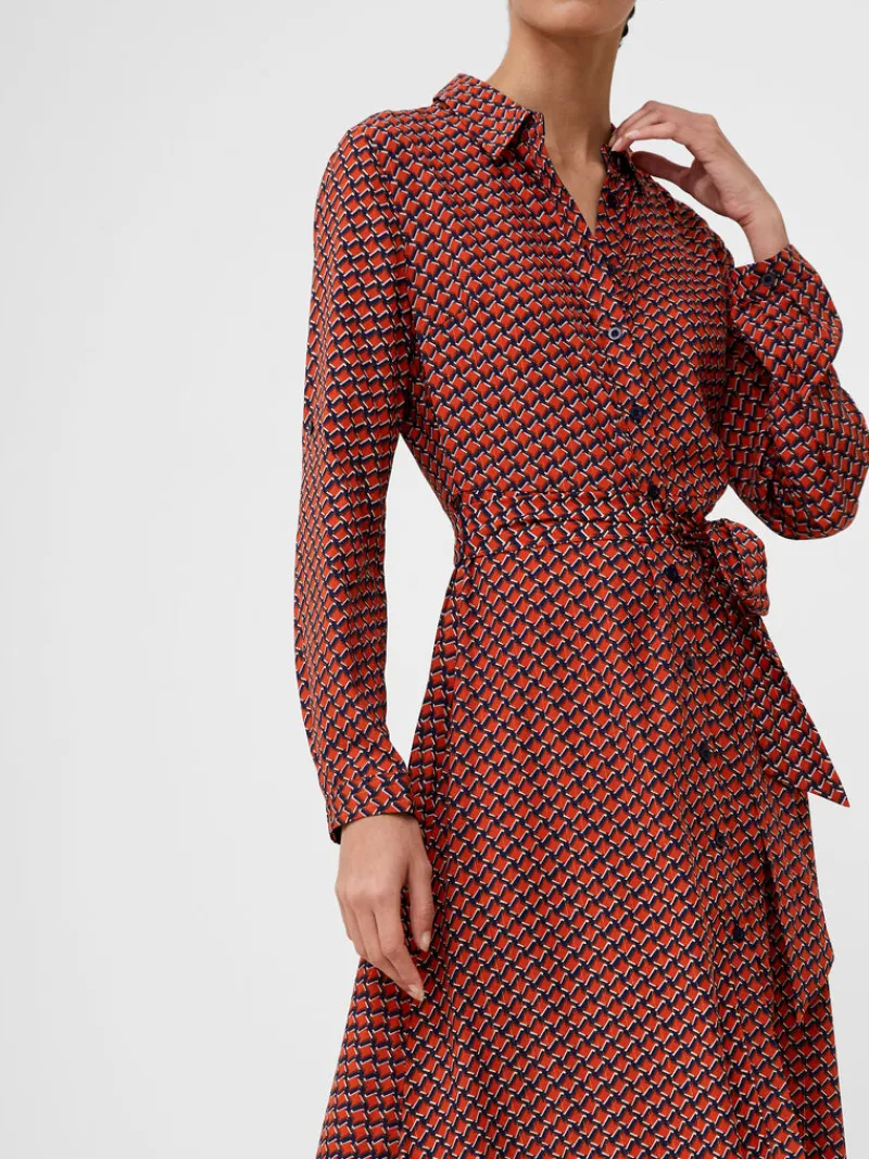 FRENCH CONNECTION Day Dresses | Sale<Abstract Belted Midi Shirt Dress Orange