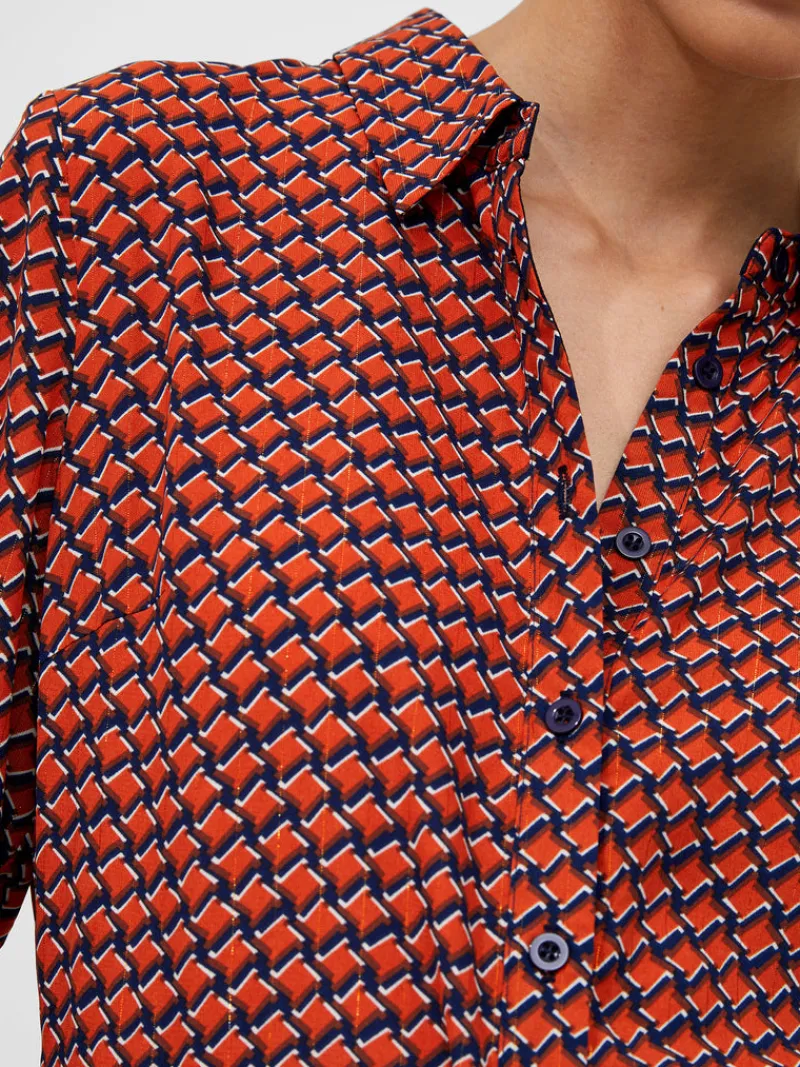 FRENCH CONNECTION Day Dresses | Sale<Abstract Belted Midi Shirt Dress Orange