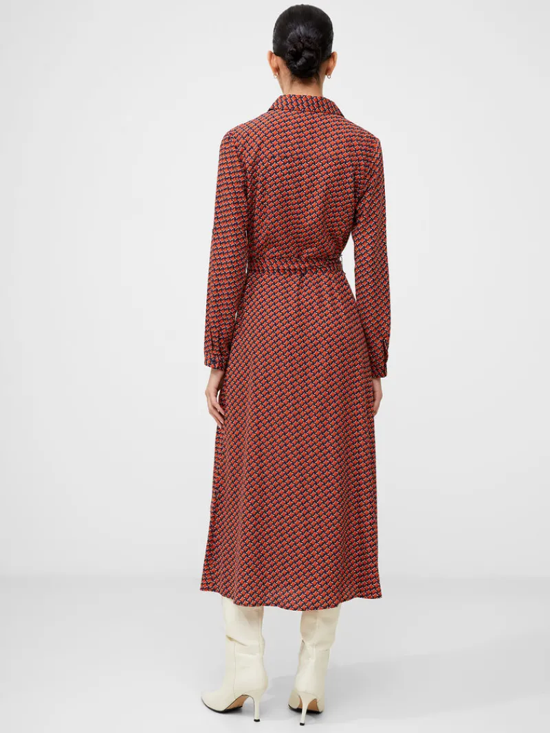 FRENCH CONNECTION Day Dresses | Sale<Abstract Belted Midi Shirt Dress Orange