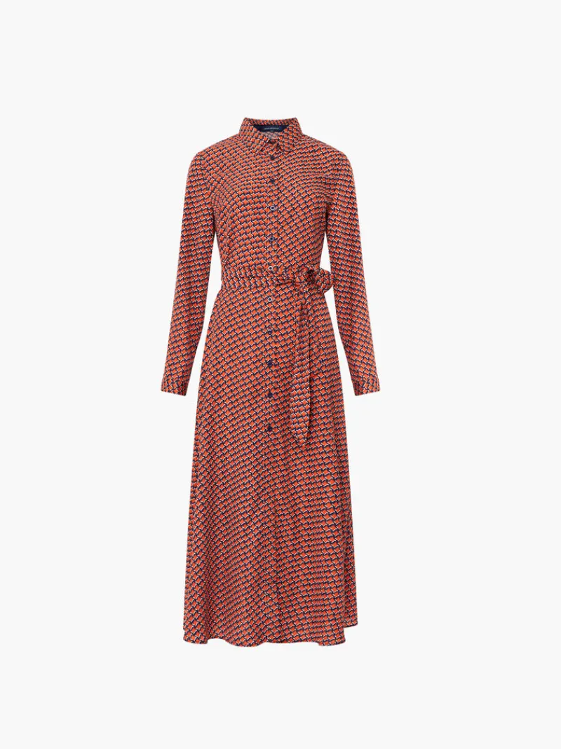 FRENCH CONNECTION Day Dresses | Sale<Abstract Belted Midi Shirt Dress Orange