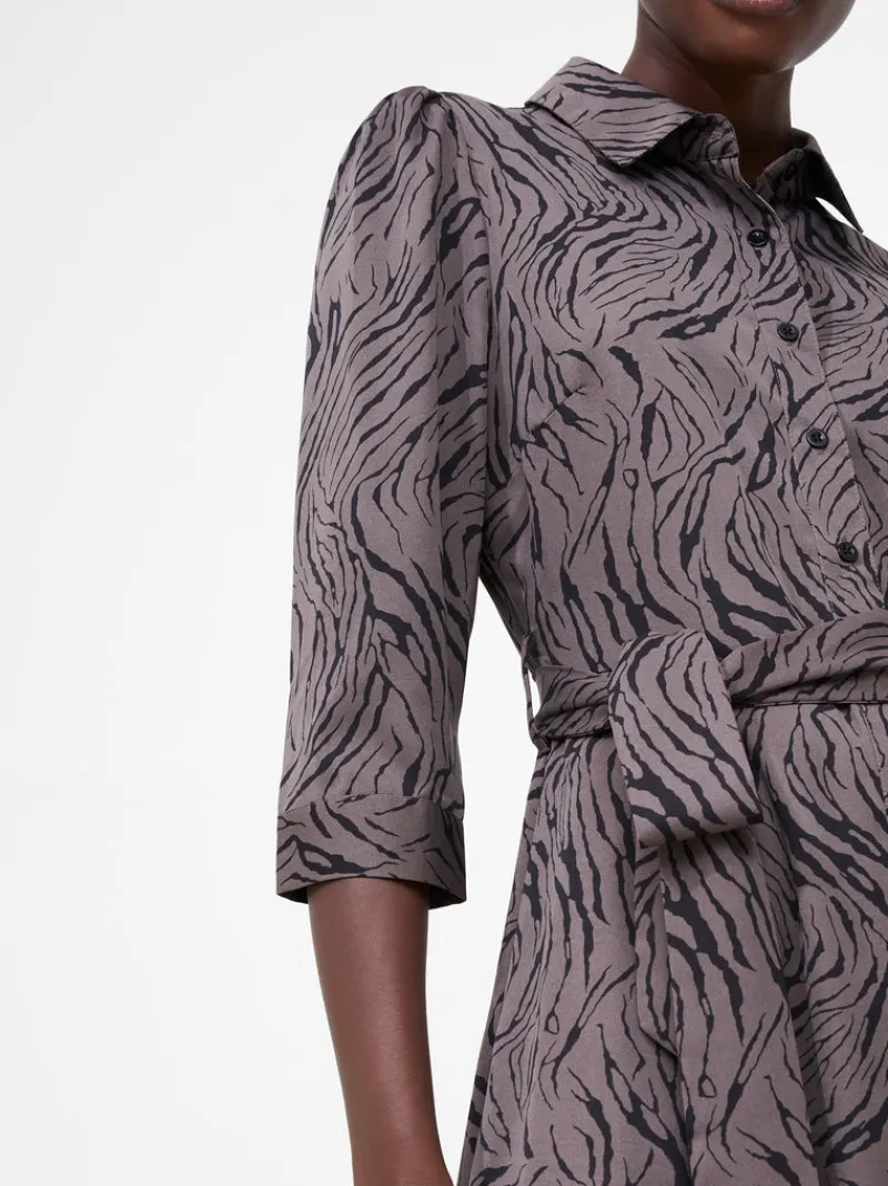 FRENCH CONNECTION Day Dresses<Abstract Midi Shirt Dress Chocolatetorte/Black