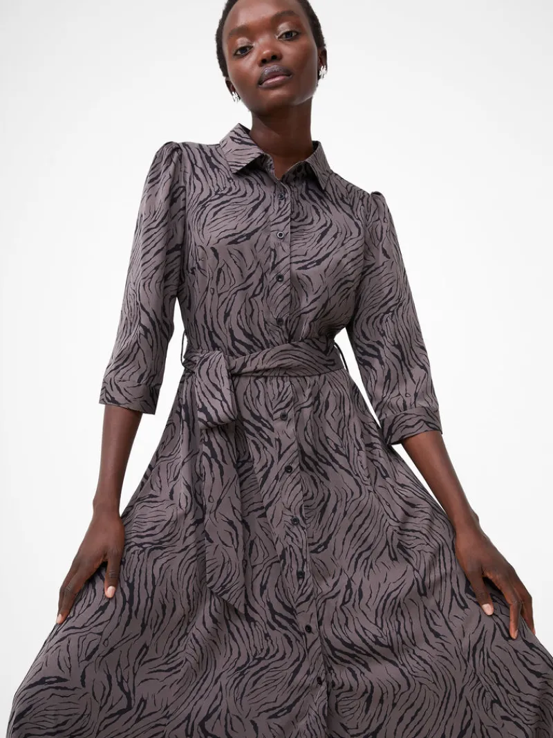 FRENCH CONNECTION Day Dresses<Abstract Midi Shirt Dress Chocolatetorte/Black
