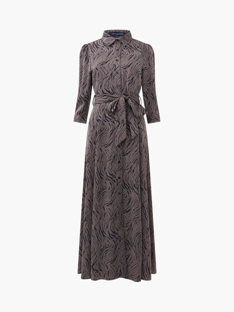 FRENCH CONNECTION Day Dresses<Abstract Midi Shirt Dress Chocolatetorte/Black
