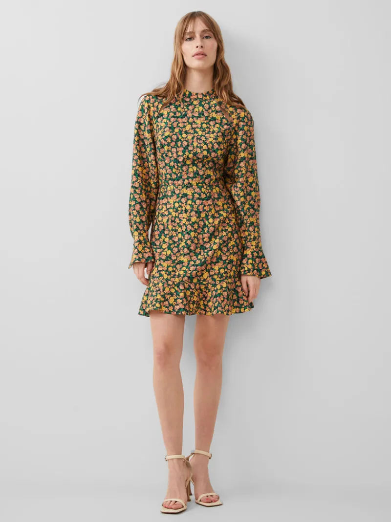 FRENCH CONNECTION Mini Dresses | Dresses | Wedding Guest Dresses | Floral Dresses<Aleezia Flavia Textured Mini Dress ForestGreenMulti