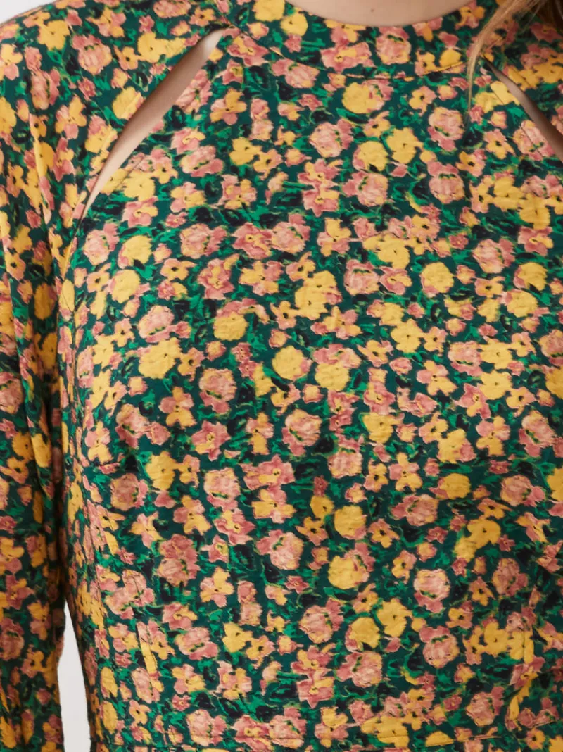 FRENCH CONNECTION Mini Dresses | Dresses | Wedding Guest Dresses | Floral Dresses<Aleezia Flavia Textured Mini Dress ForestGreenMulti