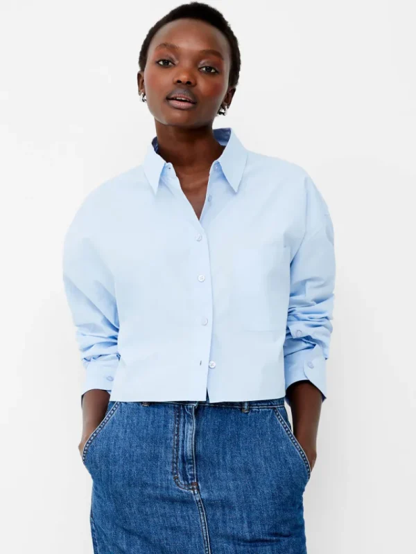 FRENCH CONNECTION Women's Shirts | Tops<Alissa Cotton Cropped Shirt CashmereBlue