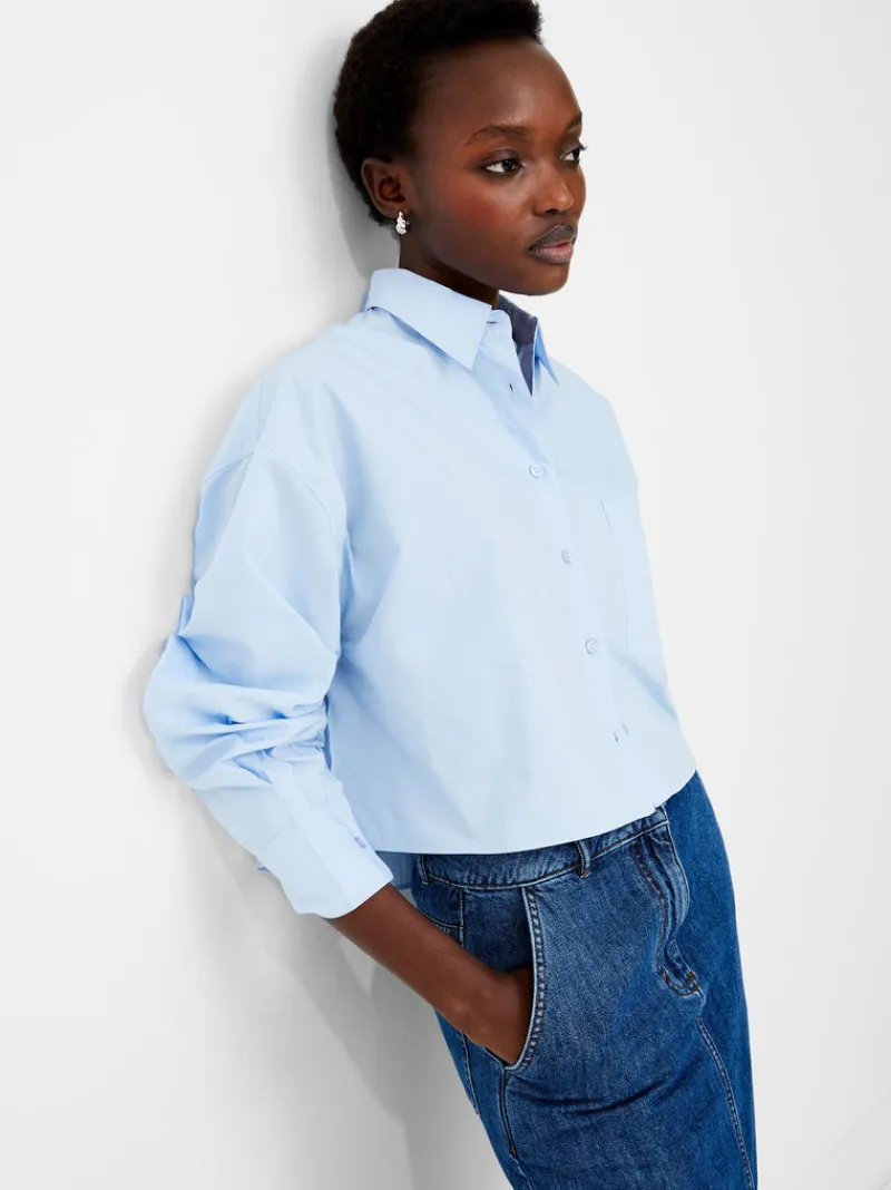 FRENCH CONNECTION Women's Shirts | Tops<Alissa Cotton Cropped Shirt CashmereBlue