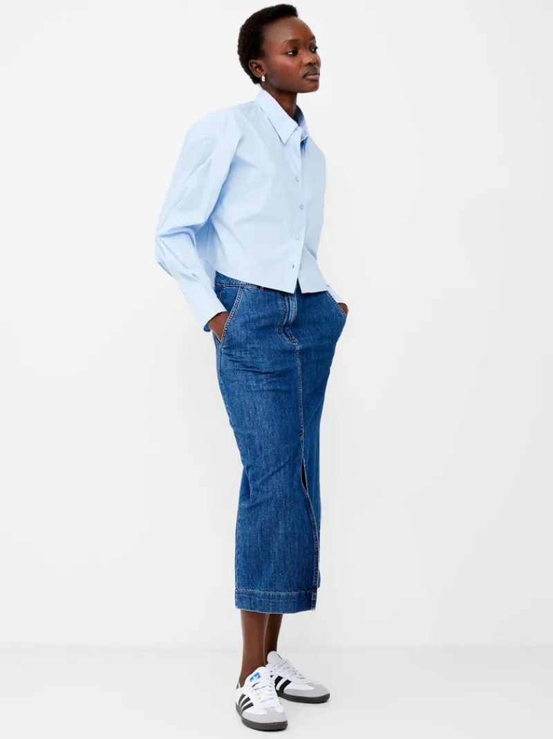 FRENCH CONNECTION Women's Shirts | Tops<Alissa Cotton Cropped Shirt CashmereBlue