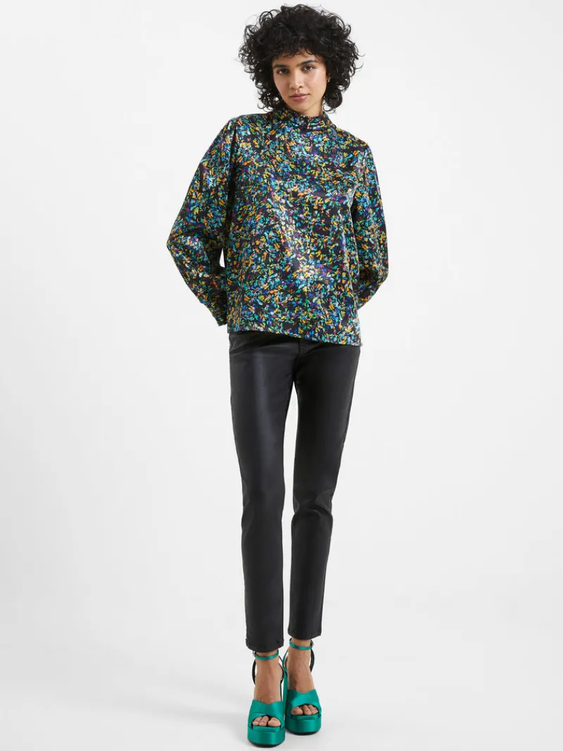 FRENCH CONNECTION Sale<Amber Adora Satin Top BlackoutMulti