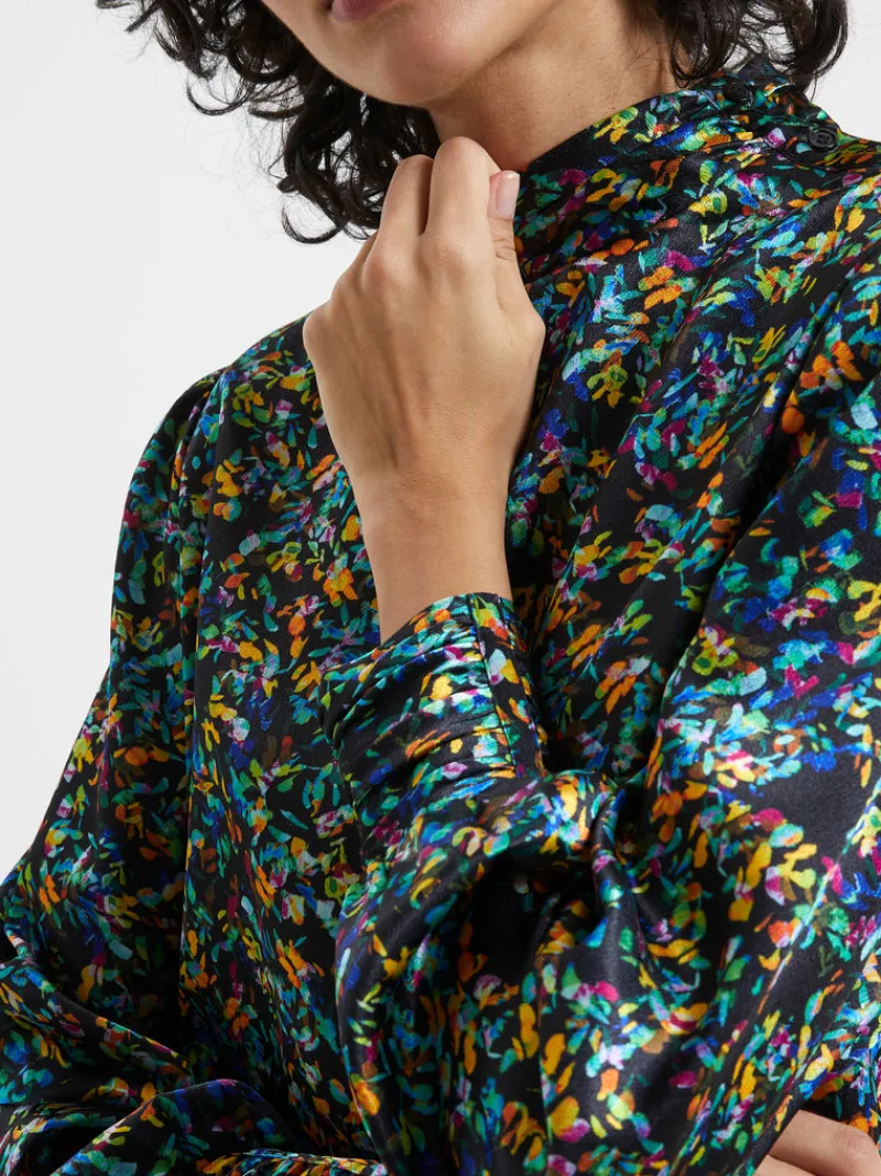 FRENCH CONNECTION Sale<Amber Adora Satin Top BlackoutMulti