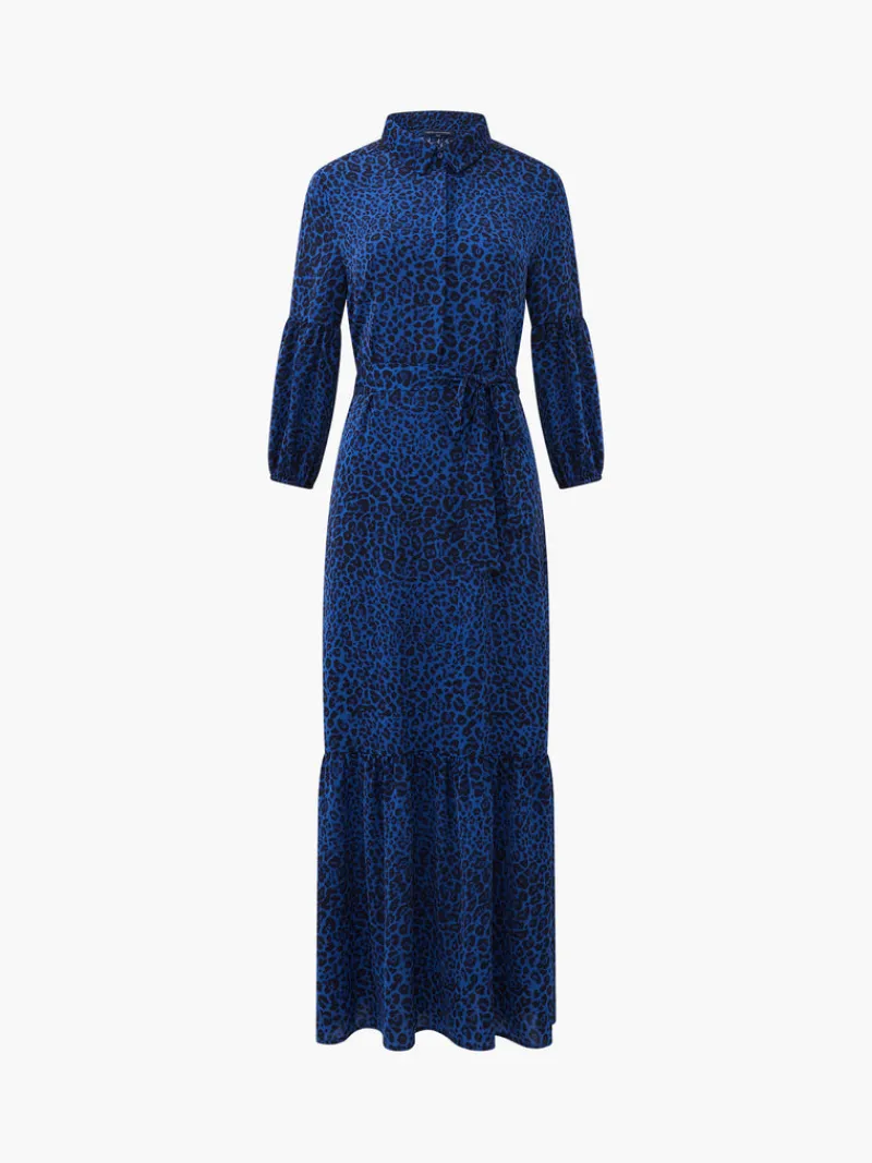 FRENCH CONNECTION Day Dresses<Animal Belted Midi Shirt Dress Blue