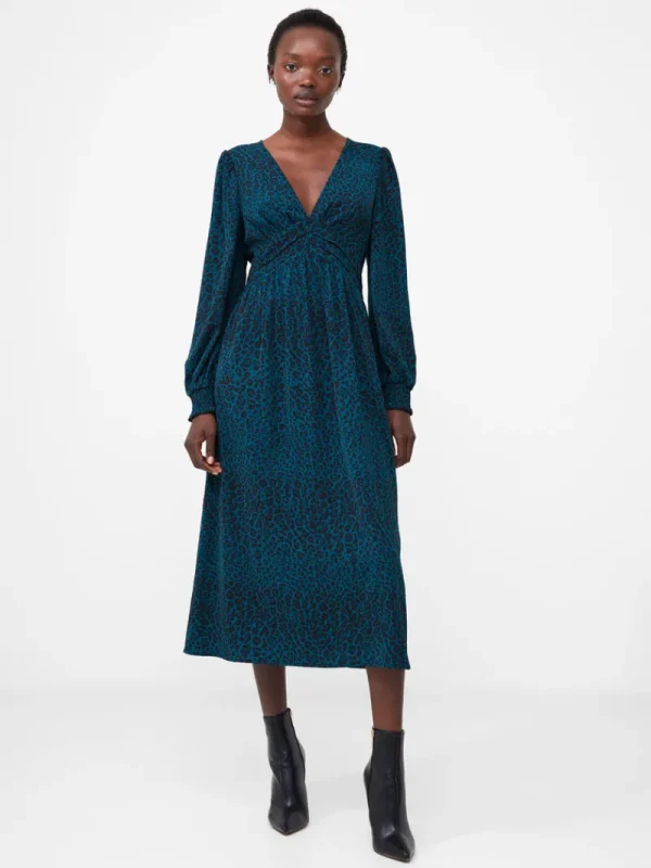 FRENCH CONNECTION Day Dresses<Animal Empire Waist Midi Dress Green