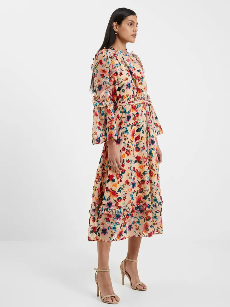 FRENCH CONNECTION Wedding Guest Dresses<Avery Burn-Out Midi Dress ToastedAlmond