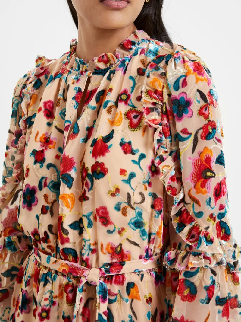 FRENCH CONNECTION Wedding Guest Dresses<Avery Burn-Out Midi Dress ToastedAlmond