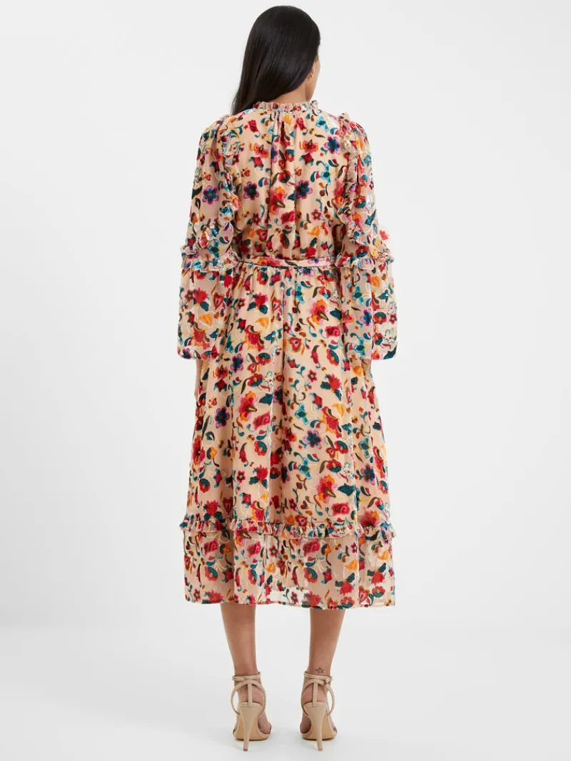 FRENCH CONNECTION Wedding Guest Dresses<Avery Burn-Out Midi Dress ToastedAlmond