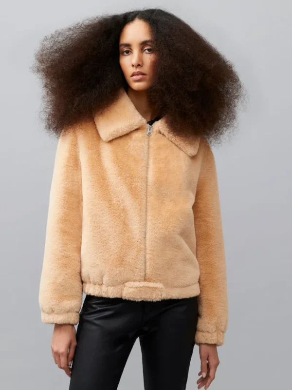 FRENCH CONNECTION Sale<Avi Iren Faux Fur Jacket ToastedAlmond