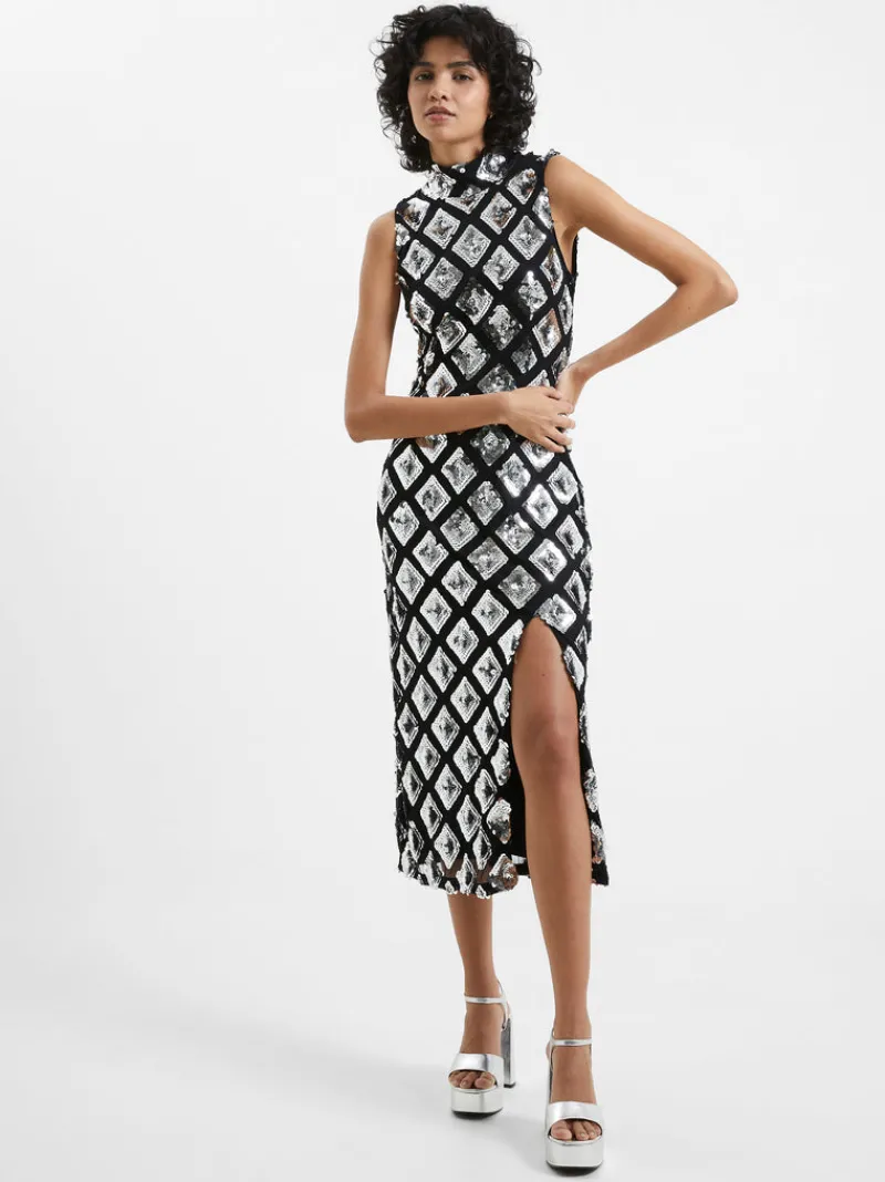 FRENCH CONNECTION Party Dresses<Axel Embellished Midi Dress Black/Silver