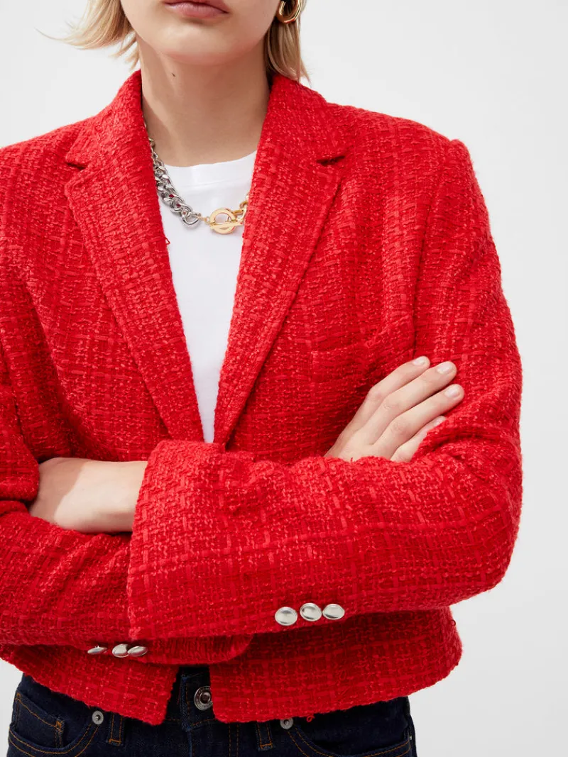 FRENCH CONNECTION Women's Suits | Co-ords<Azzurra Tweed Cropped Blazer RoyalScarlet