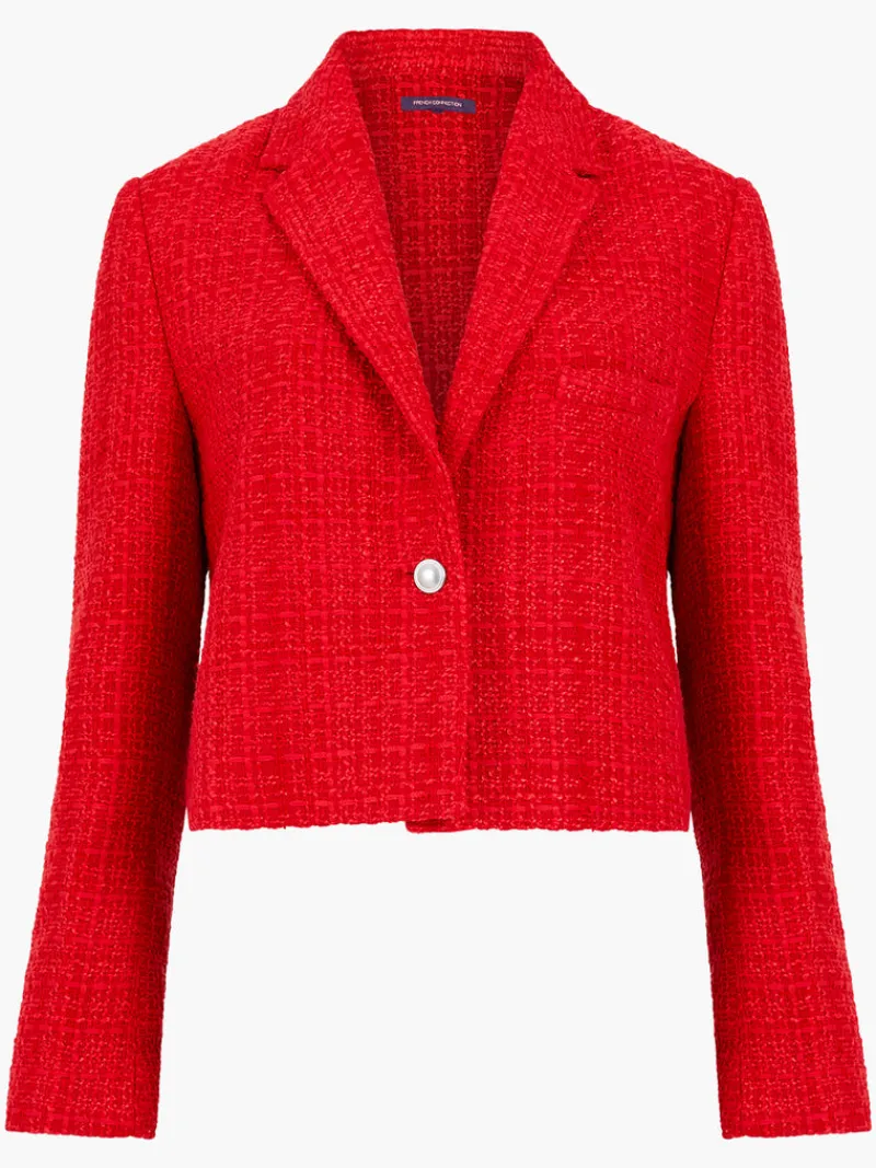 FRENCH CONNECTION Women's Suits | Co-ords<Azzurra Tweed Cropped Blazer RoyalScarlet