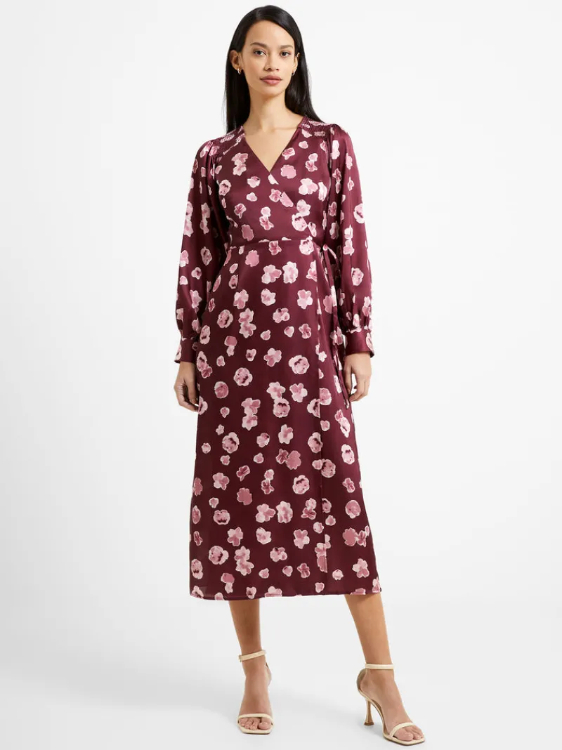 FRENCH CONNECTION Day Dresses | Wedding Guest Dresses | Sale<Bronwen Aleeya Satin Midi Dress ChocolateTruffle
