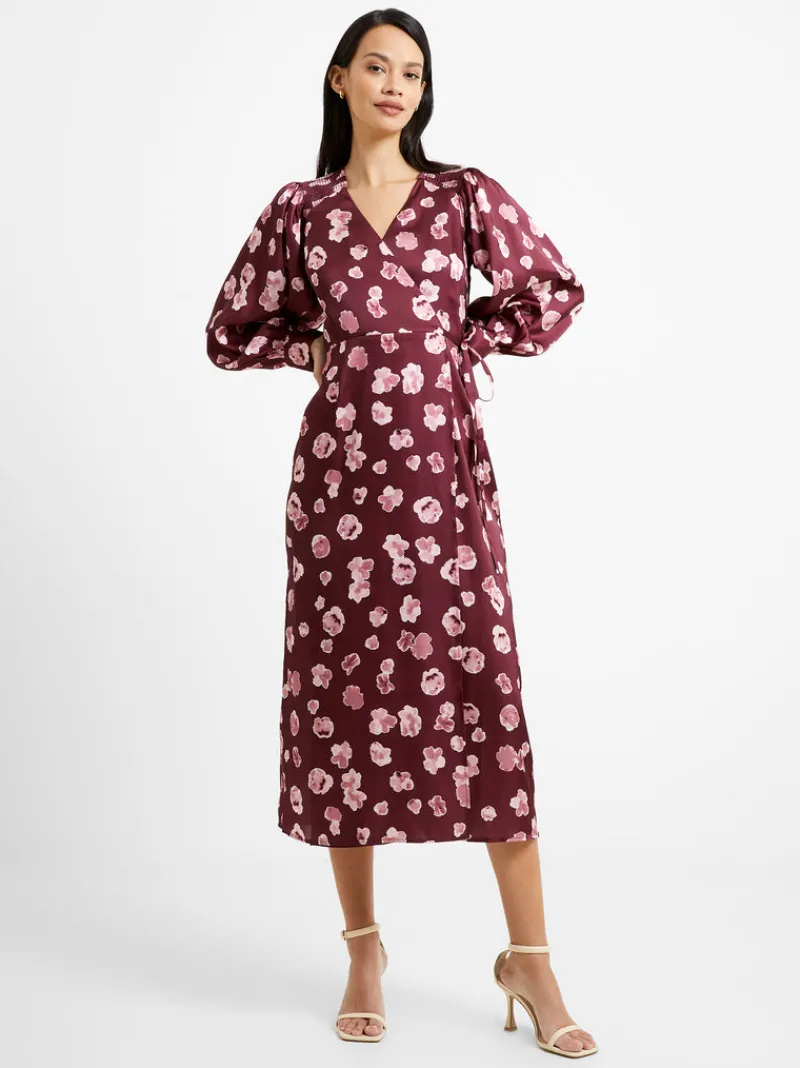 FRENCH CONNECTION Day Dresses | Wedding Guest Dresses | Sale<Bronwen Aleeya Satin Midi Dress ChocolateTruffle
