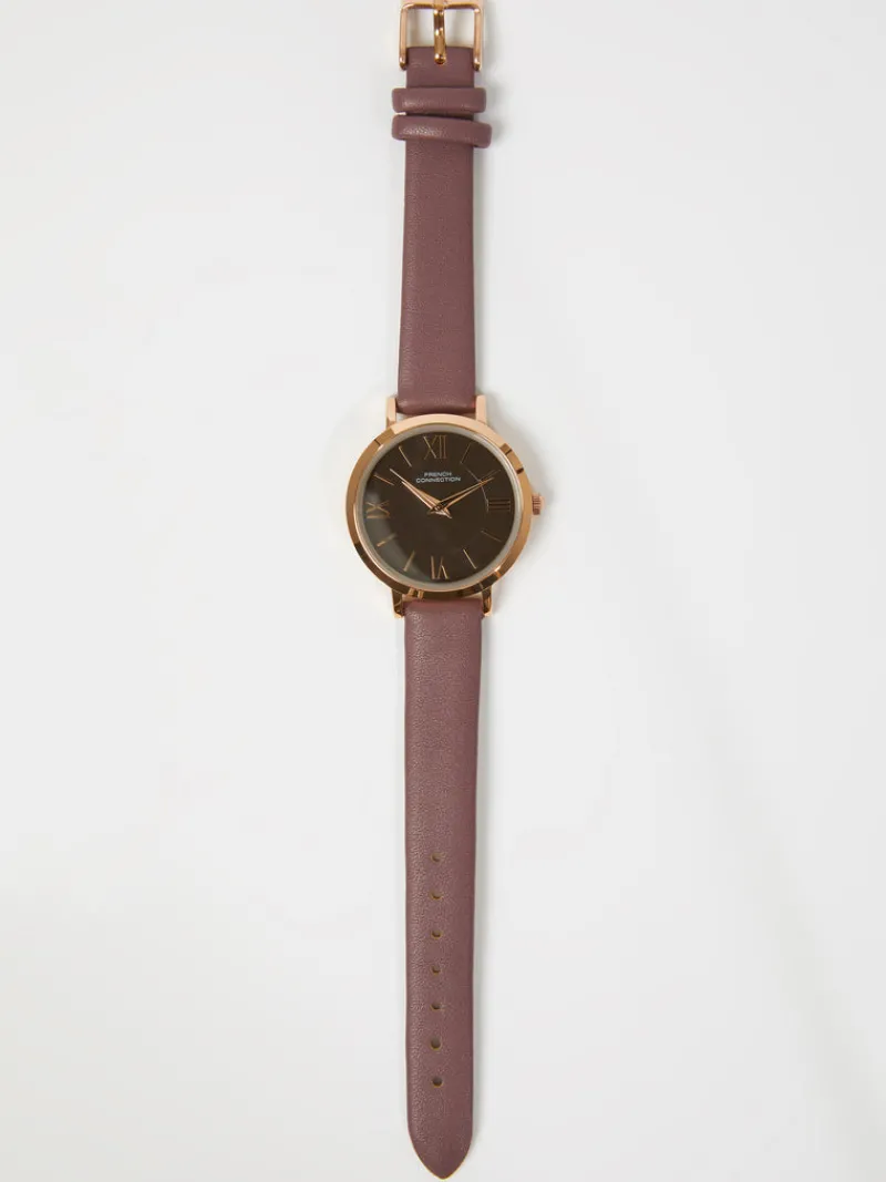 FRENCH CONNECTION Jewellery | Women's Watches< Leather Strap Watch with Dial Brown