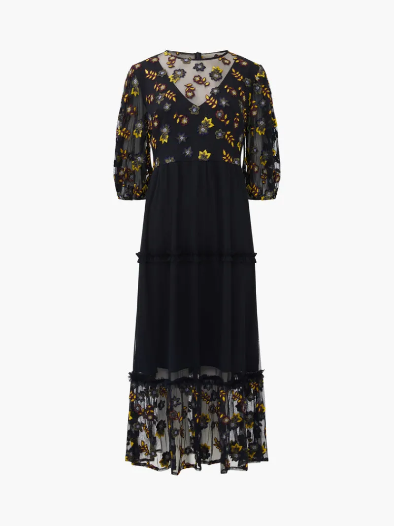FRENCH CONNECTION Party Dresses<Camielle Embroidered Midi Dress Blackout