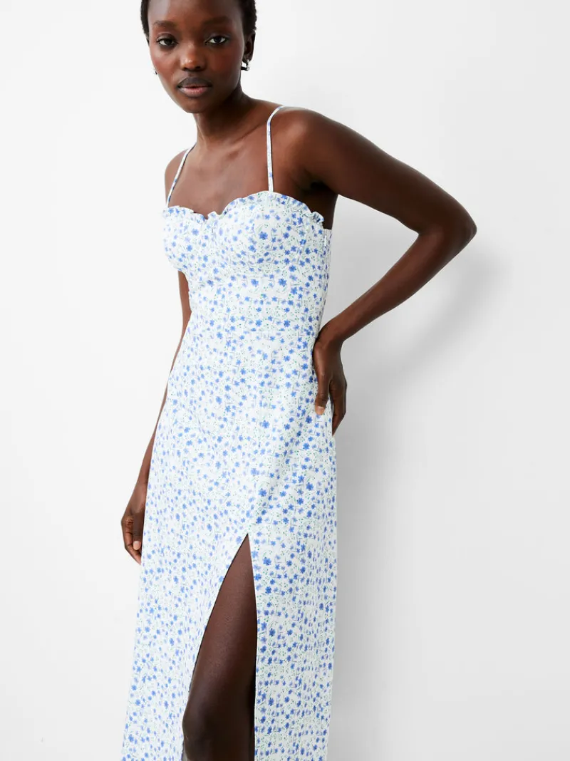 FRENCH CONNECTION Floral Dresses | Midi Dresses | White Dresses | Dresses<Camille Echo Crepe Strappy Dress SumWh/BlueMulti
