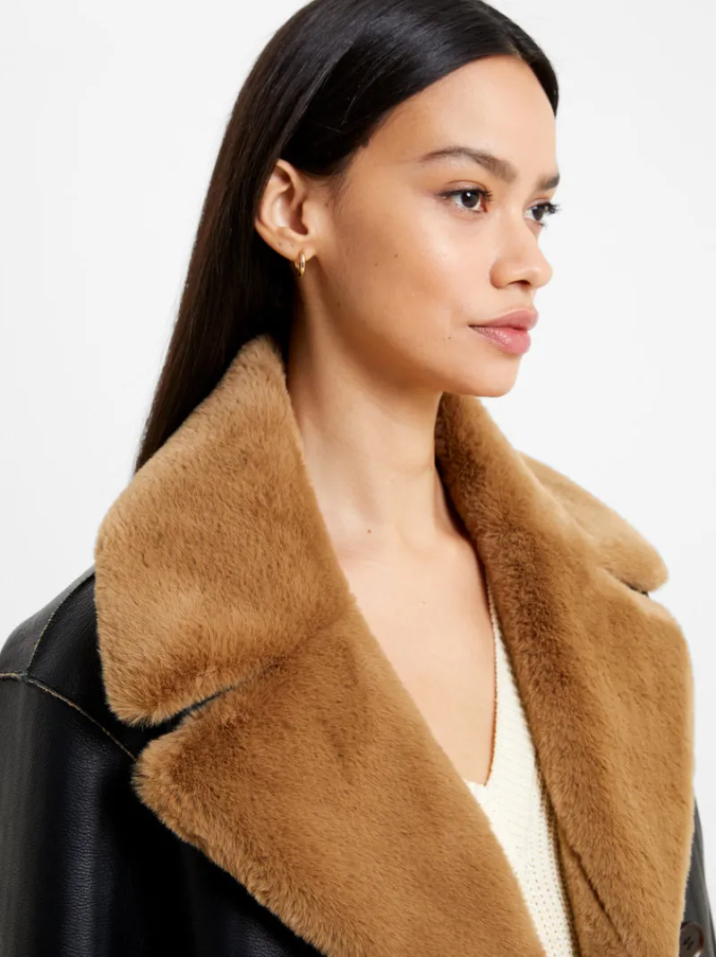 FRENCH CONNECTION Coats & Jackets<Cerys PU Faux Fur Jacket Blackout/TobaccoBrw