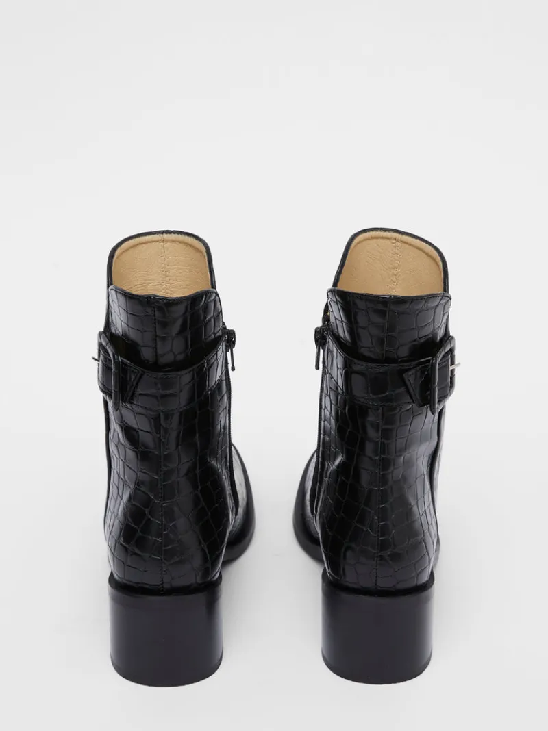 FRENCH CONNECTION Shoes<Connic Croc Ankle Boots BlackCroc