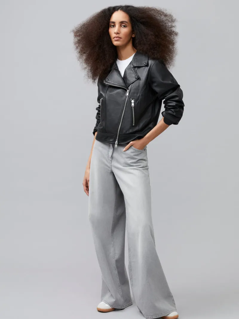 FRENCH CONNECTION Co-ords | Coats & Jackets<Connie Leather Biker Jacket Black