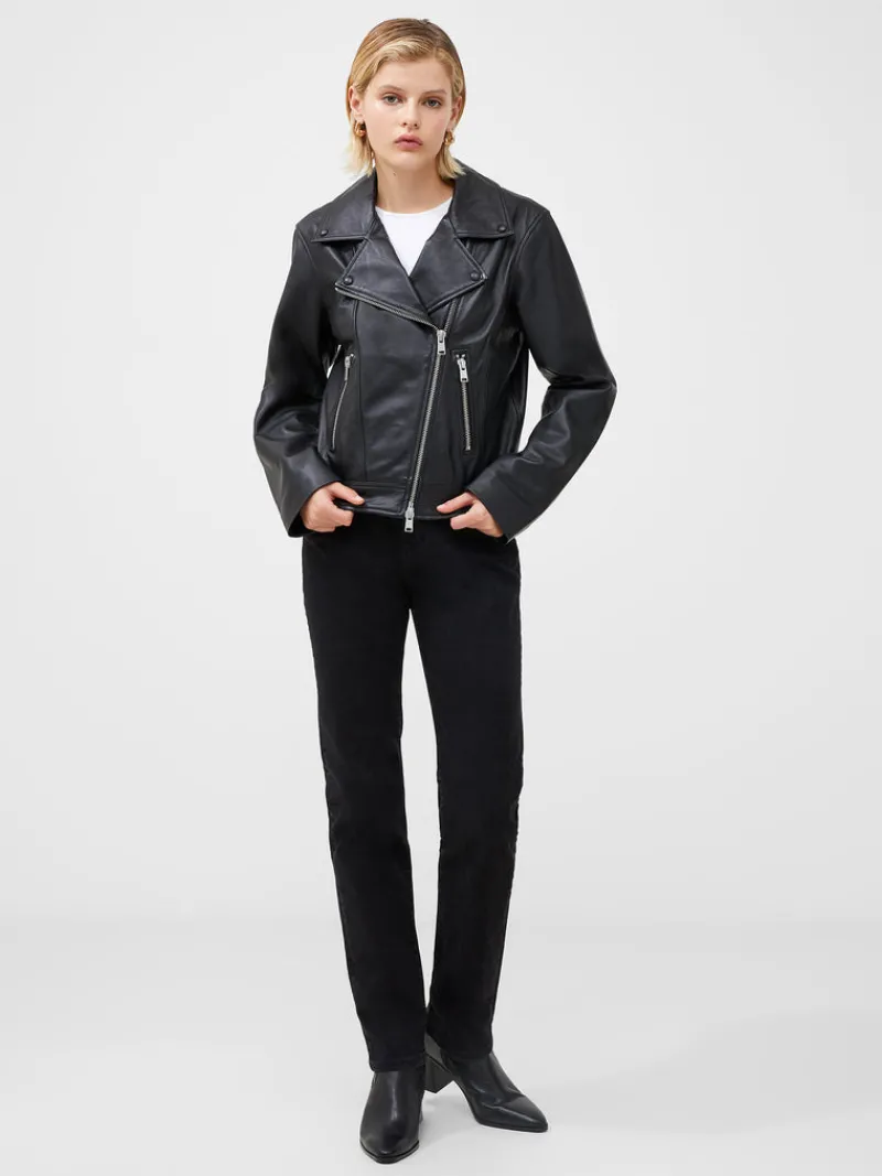 FRENCH CONNECTION Co-ords | Coats & Jackets<Connie Leather Biker Jacket Black