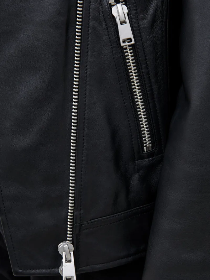 FRENCH CONNECTION Co-ords | Coats & Jackets<Connie Leather Biker Jacket Black