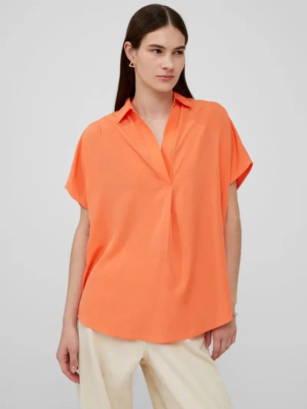 FRENCH CONNECTION Women's Shirts | Tops<Crepe Light Cap Sleeve Popover Shirt Coral