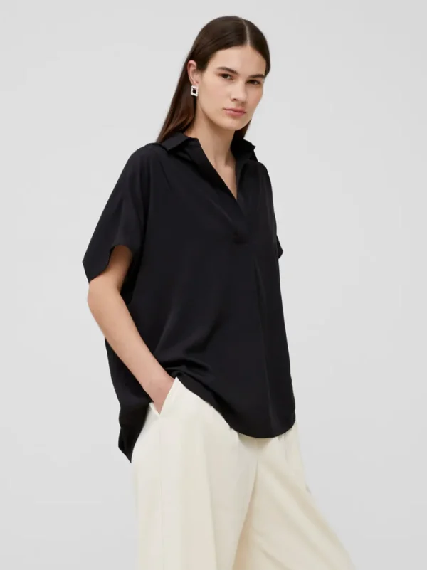 FRENCH CONNECTION Women's Shirts | Tops<Crepe Light Recycled Popover Shirt Blackout