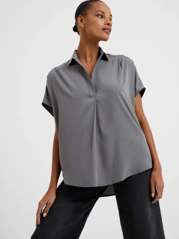 FRENCH CONNECTION Women's Shirts<Crepe Light Recycled Popover Shirt WarmGraphite