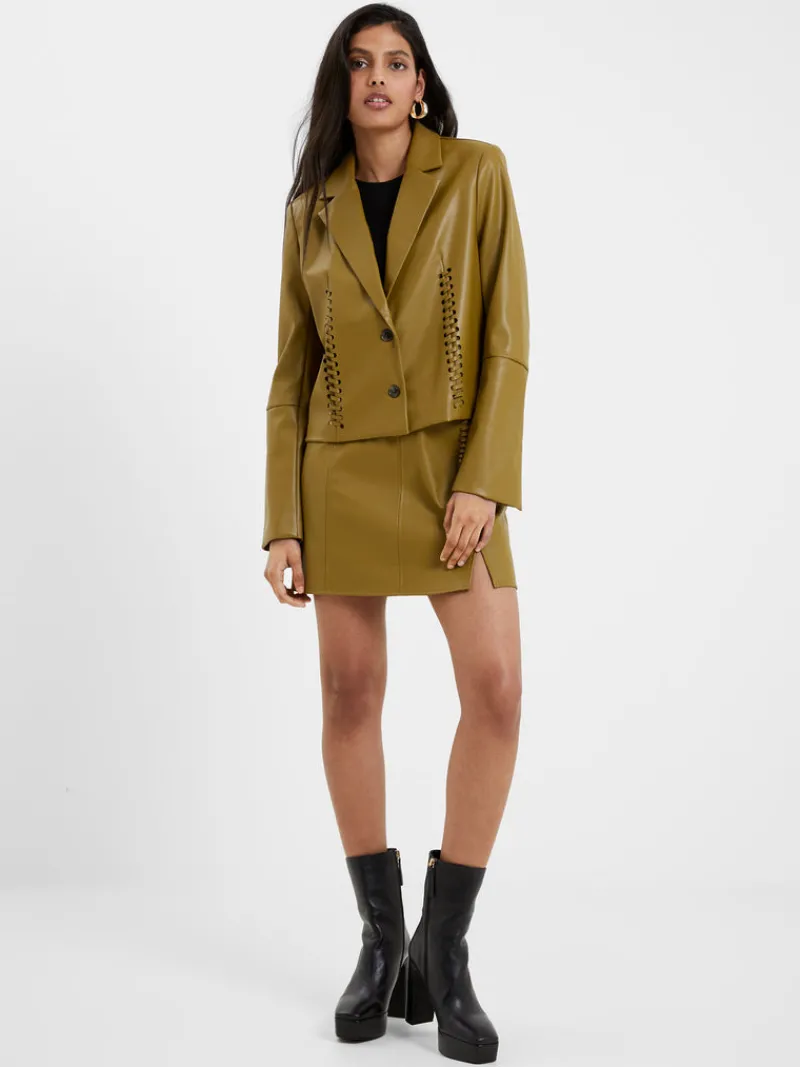 FRENCH CONNECTION Sale | Co-ords<Crolenda PU Lace-Up Cropped Blazer Nutria