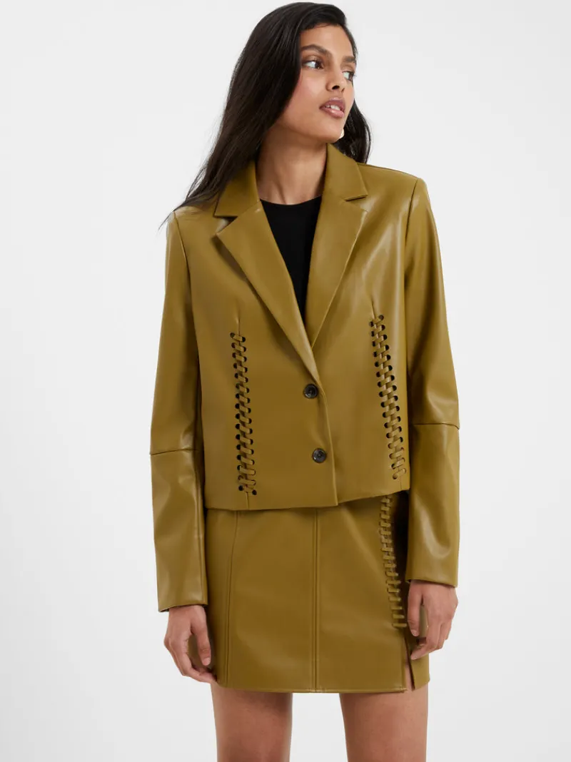 FRENCH CONNECTION Sale | Co-ords<Crolenda PU Lace-Up Cropped Blazer Nutria