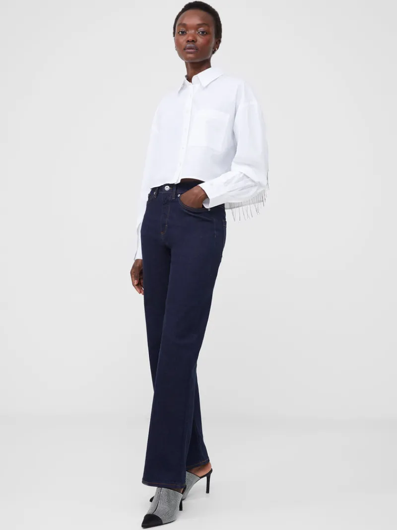 FRENCH CONNECTION Sale<Crystal Alissa Cropped Cotton Shirt LinenWhite