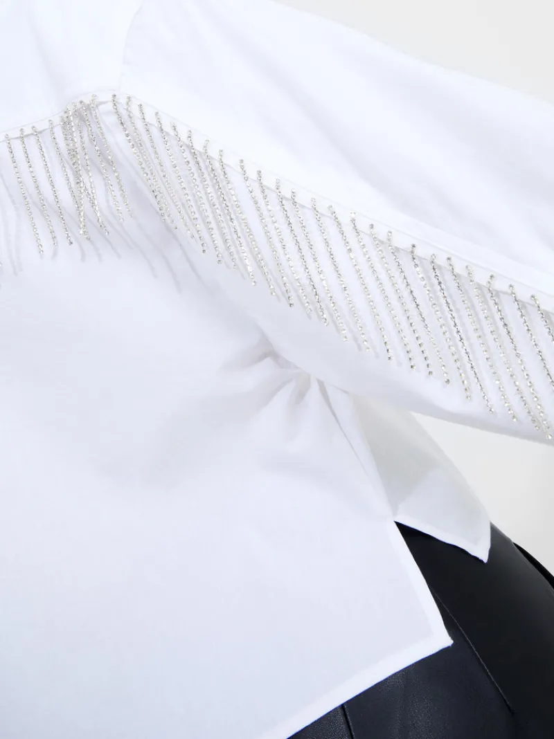 FRENCH CONNECTION Sale<Crystal Alissa Cropped Cotton Shirt LinenWhite