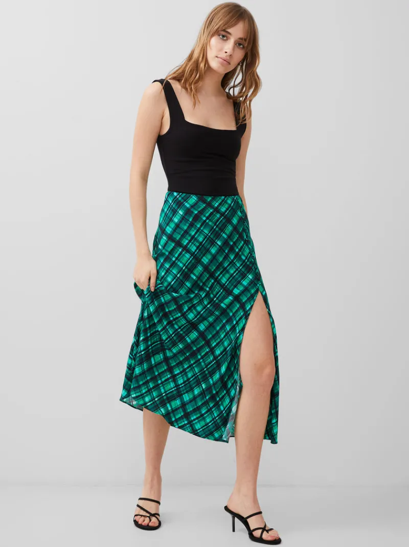 FRENCH CONNECTION Women's Skirts | Skirts & Shorts<Dani Eco Check Delphine Midi Skirt JellyBean/Forest