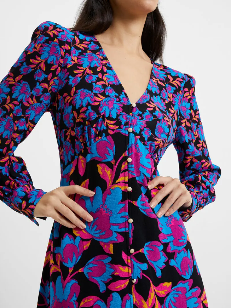 FRENCH CONNECTION Day Dresses | Wedding Guest Dresses<Darla Eco Anita Drape Midi Dress BlackMulti