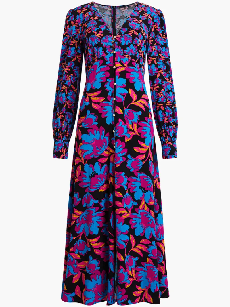 FRENCH CONNECTION Day Dresses | Wedding Guest Dresses<Darla Eco Anita Drape Midi Dress BlackMulti