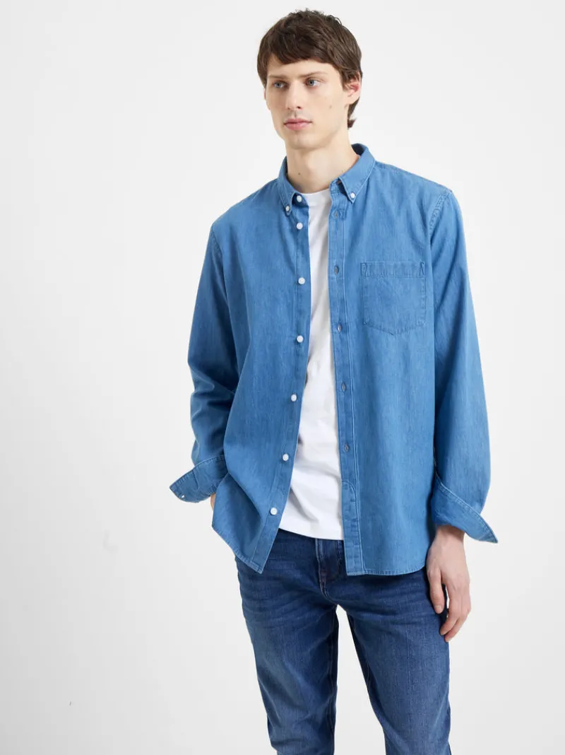 FRENCH CONNECTION Men's Shirts<Denim Long Sleeve Shirt MidWash