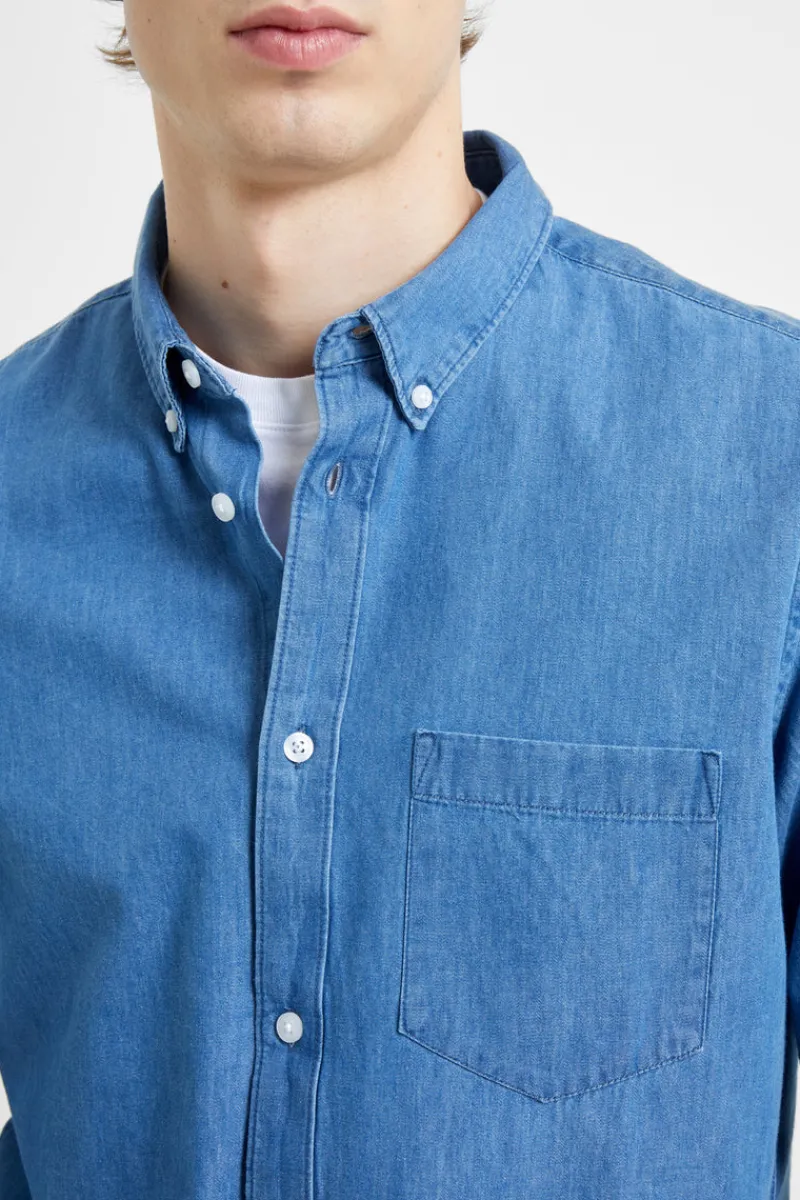 FRENCH CONNECTION Men's Shirts<Denim Long Sleeve Shirt MidWash
