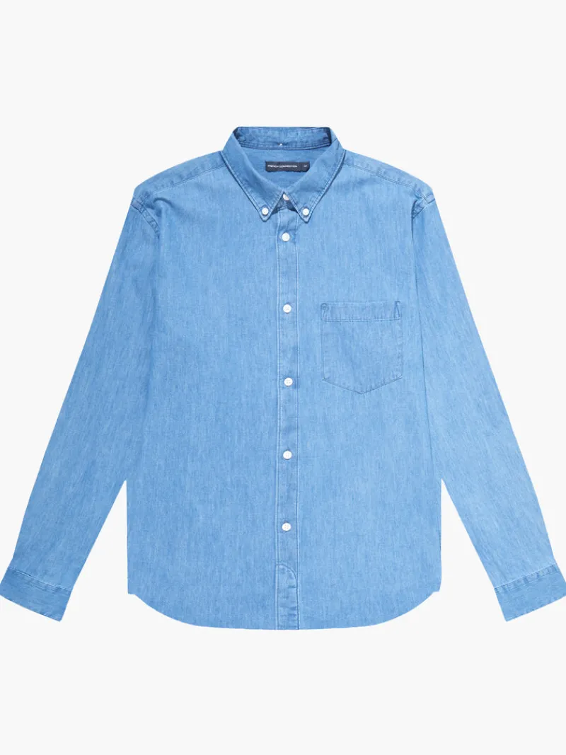 FRENCH CONNECTION Men's Shirts<Denim Long Sleeve Shirt MidWash