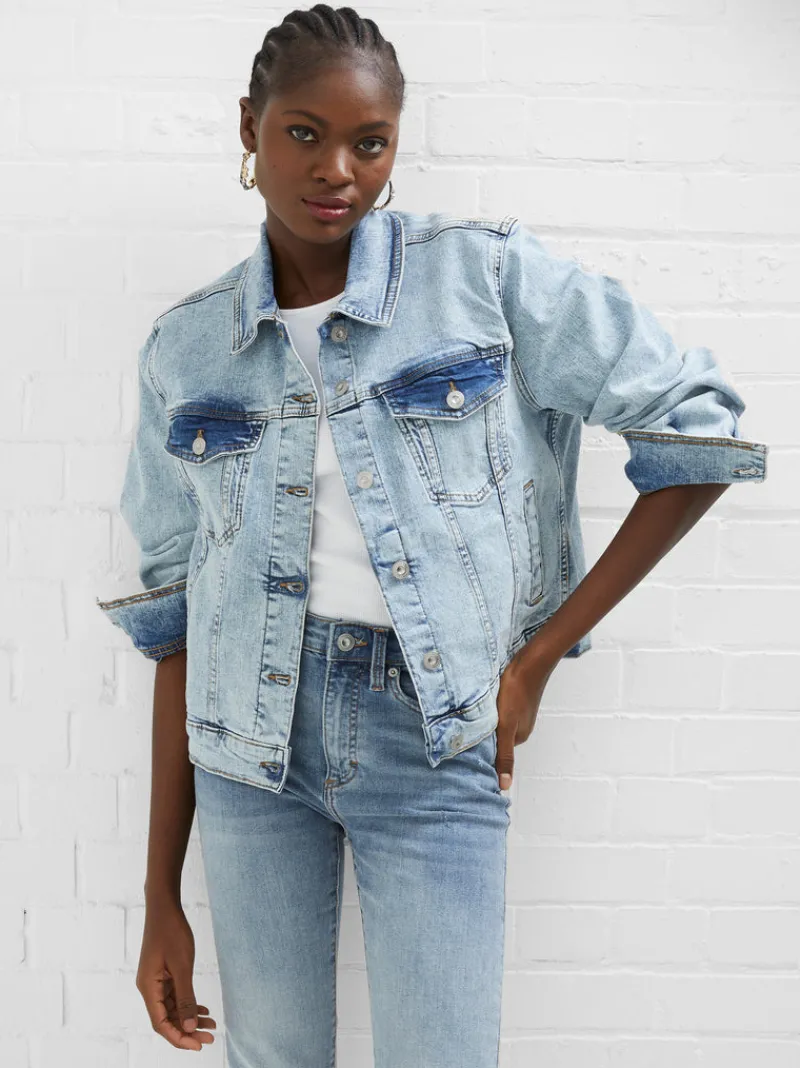 FRENCH CONNECTION Coats & Jackets<Denim Stretch Trucker Jacket BleachedOut