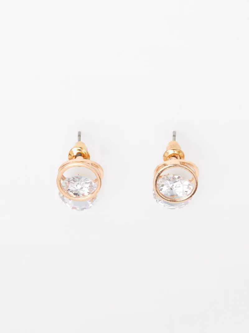 FRENCH CONNECTION Jewellery<Diamante Huggie Stud Earrings Gold