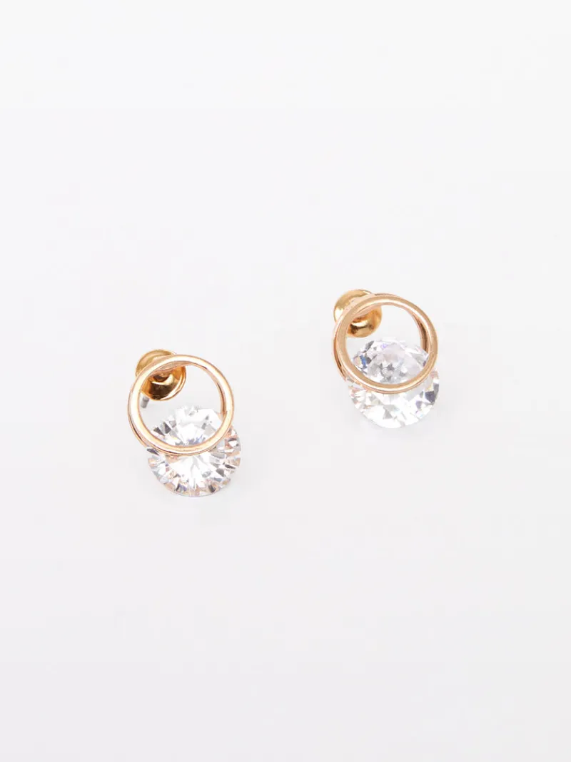 FRENCH CONNECTION Jewellery<Diamante Huggie Stud Earrings Gold